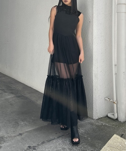 LVEU.（ラブユ） tシャツ 「LVEU.」レースデザインノースリーブボディ