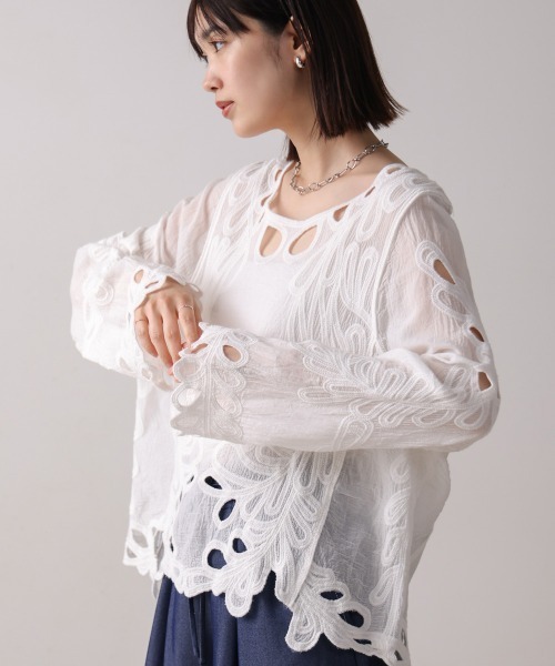 sretsis 刺繍　エンブロイダリー　ブラウス Bou Jeloud tシャツ エンブロイダリーブラウス レディース