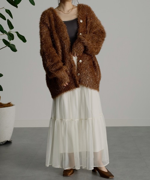 「RANAN」 ニットカーディガン M グレー レディース_画像2