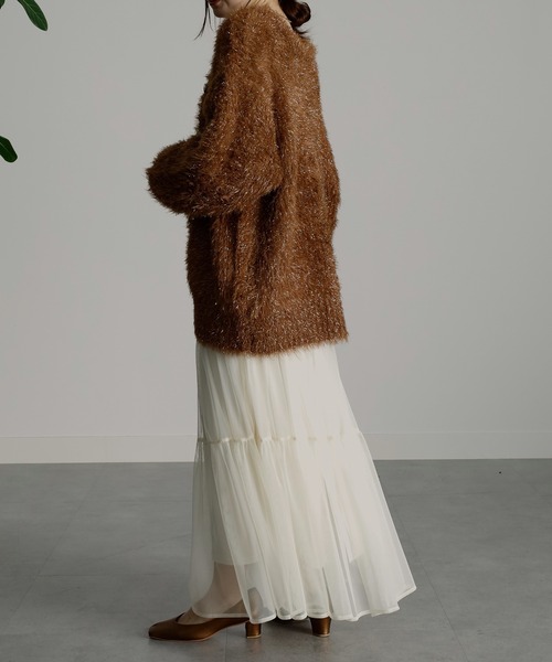 「RANAN」 ニットカーディガン M グレー レディース_画像4