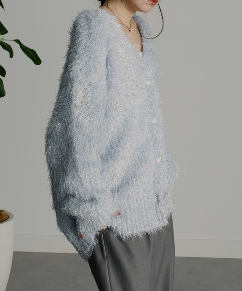 「RANAN」 ニットカーディガン M グレー レディース_画像9