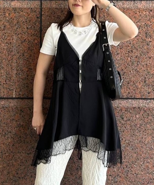 JEANASIS キャミソール レースドッキングキャミチュニック