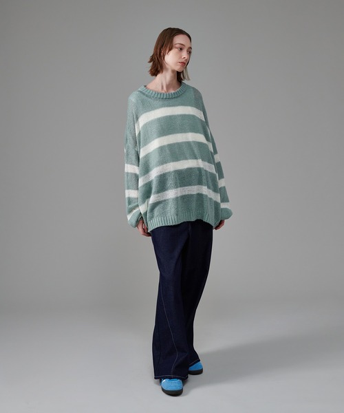 「ONCILY」 長袖ニット LARGE ネイビー メンズ_画像6