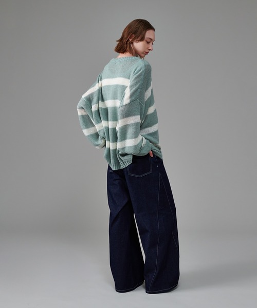 「ONCILY」 長袖ニット LARGE ネイビー メンズ_画像7