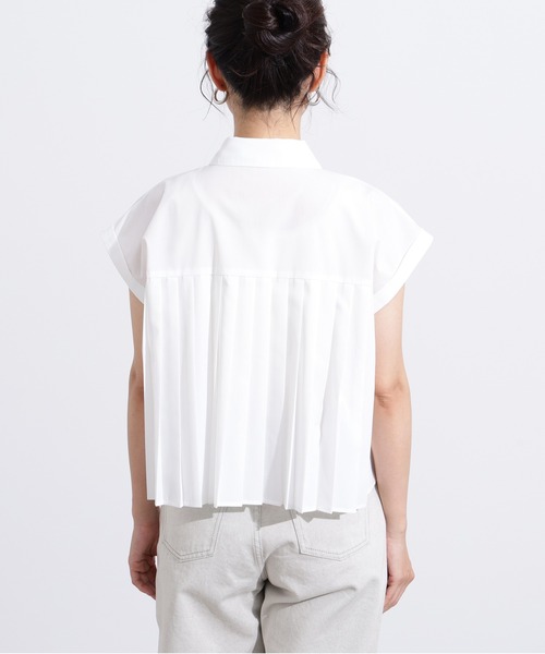 【週末お値下げ】クロップドバックプリーツ半袖シャツ N.Natural Beauty Basic ブラウス シャツ バックプリーツ