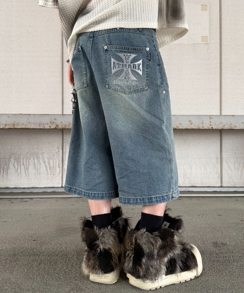 ATMARK ワイドパンツ ジーンズ 「2サイズ展開 / UNISEX 」ダブルニー