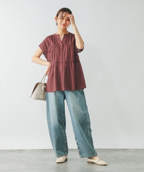 GLOBAL WORK ブラウス シャツ エアリーリラックスブラウス