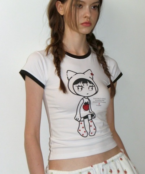 tシャツ 「CRANK」RINGER TOP / 「クランク」リンガーTシャツ レディース
