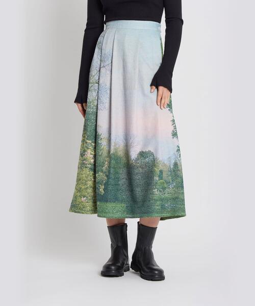 agnes b.（アニエスベー） スカート フォトプリント ロング フレア