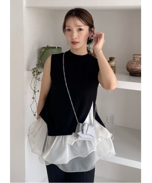 ニット セーター 「WEB限定カラー」ラッフルフリルレイヤーニット レディース