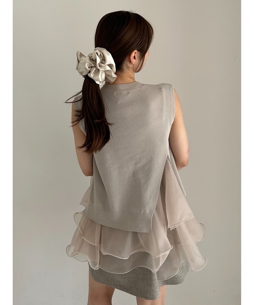 美品★Rene ニットパーカー アセテートBLEND フリル フェミニン 36 美品☆Rene ニットパーカー アセテートBLEND フリル フェミニン