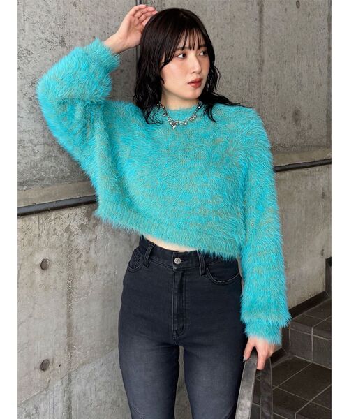 MURUA ニット セーター バイカラーMIXシャギーニット レディース