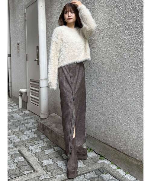 MURUA（ムルーア） ニット セーター バイカラーMIXシャギーニット