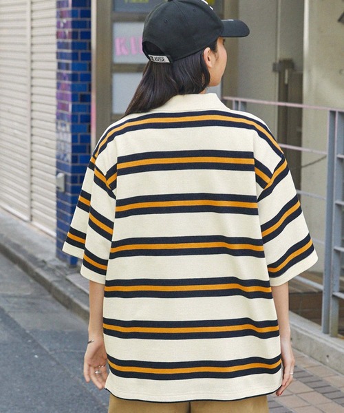 「MONO-MART」 「retock's」半袖ポロシャツ L ネイビー レディース