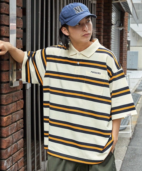 「MONO-MART」 「retock's」半袖ポロシャツ L ネイビー レディース