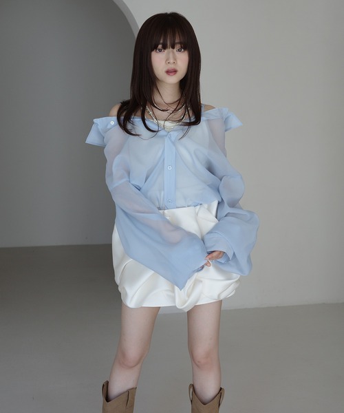 EIMY ISTOIRE(エイミーイストワール) ブラウス シャツ シアー2WAY EIMY ISTOIRE(エイミーイストワール) ブラウス シャツ シアー2WAY