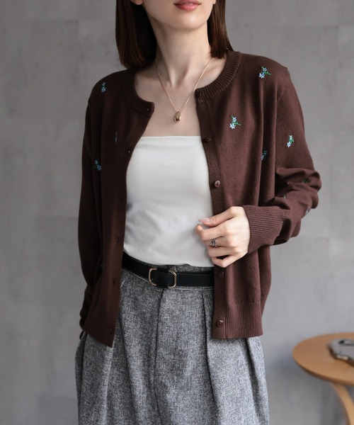 sakishimatokyo ニット セーター フラワー刺しゅう 長袖カーディガン