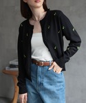 ニット セーター フラワー刺しゅう 長袖カーデ...の詳細画像1