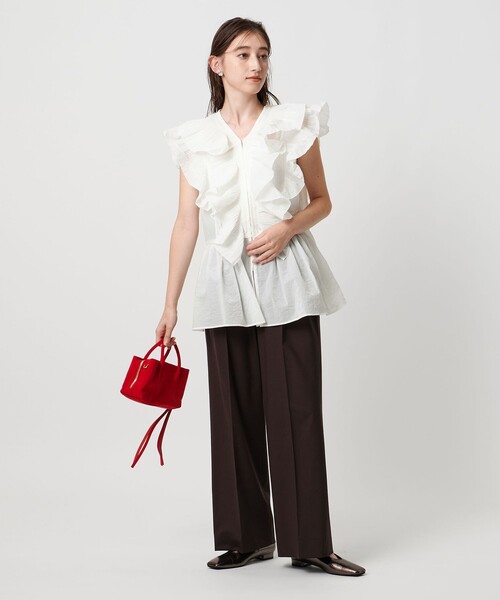 UNITED ARROWS ブラウス シャツ フリル ギャザー ウォッシャブル