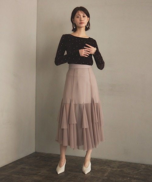 ★【2回のみ着用】 eimy istoire フリルチェックスカート eimy istoire（エイミーイストワール）の「チェックフリル
