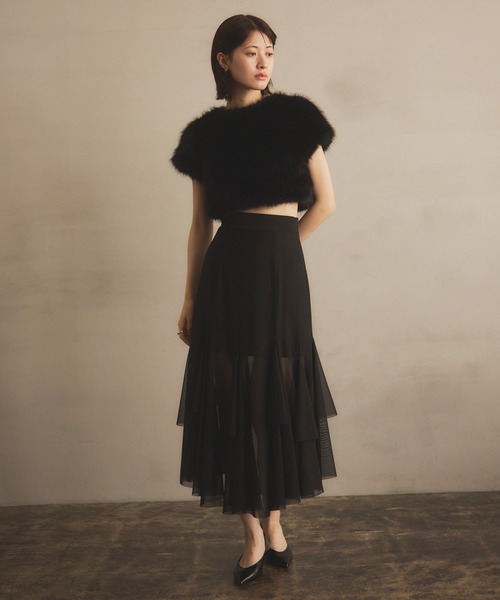 新品　eimy istoire♡ロングスカート♡ eimy istoire スカート チュールティアードスカート フレア