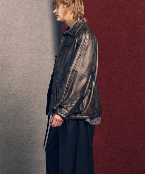 ジャケット・アウター ribbon gather lib blouson 襟ギャザーライトブルゾン （レザーブルゾン・ジャケット