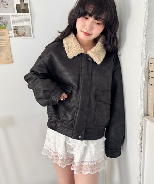 ★土日ラストセール★ヴィンテージ ボア裏地 本革レザージャケット Mサイズ SOLLON.（ソルロン） レザージャケット ライダース ヴィンテージライク