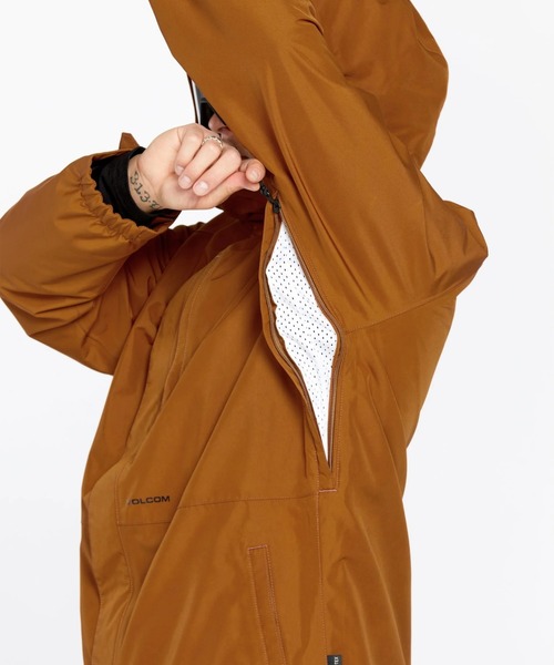 Volcom オレンジ(ブラウンっぽさも)フード付きジャケット VOLCOM（ボルコム） マウンテンパーカー ウインドブレーカー メンズ