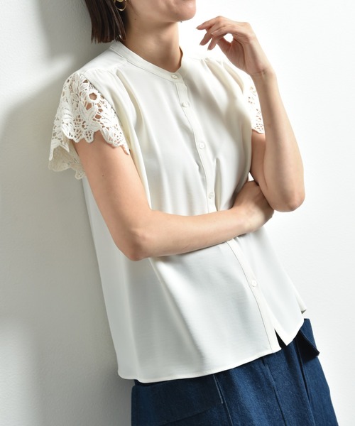 「INTERPLANET」 半袖ブラウス FREE ブラック レディース_画像2