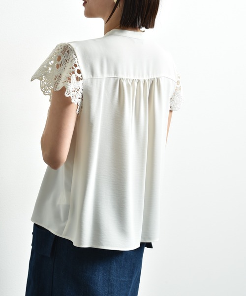 「INTERPLANET」 半袖ブラウス FREE ブラック レディース_画像4