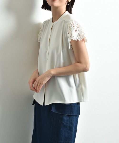 「INTERPLANET」 半袖ブラウス FREE ブラック レディース_画像5