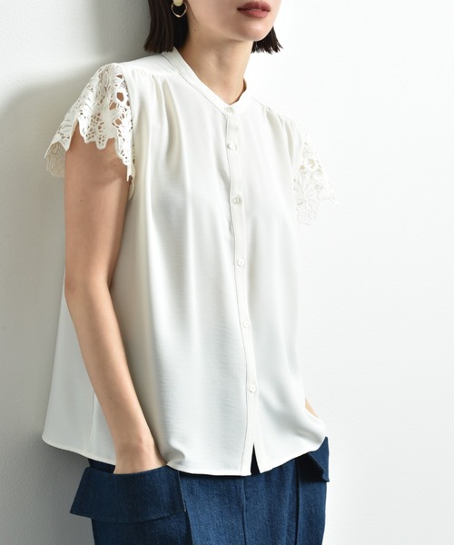 「INTERPLANET」 半袖ブラウス FREE ブラック レディース_画像6