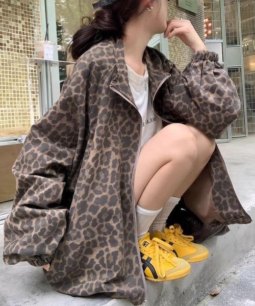ブルゾン アウター レオパード柄オーバーサイズブルゾン レディース