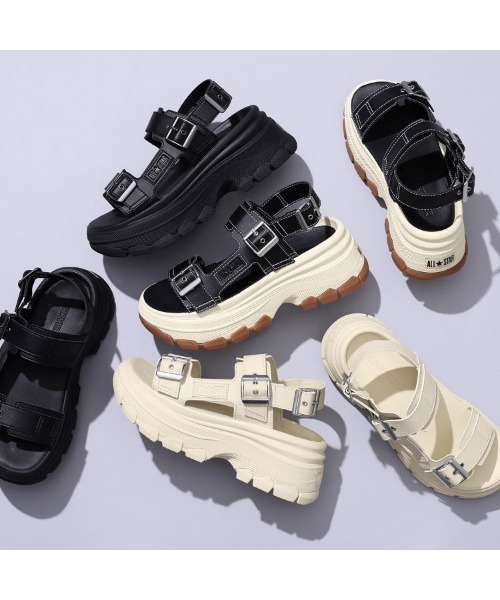 「CONVERSE ALL STAR」 フラットサンダル 3 ブラック×ブラック レディースの画像