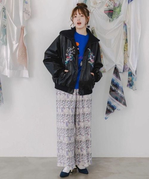 ScoLar（スカラー） ブルゾン アウター スカラーとキノコ刺繍 合皮