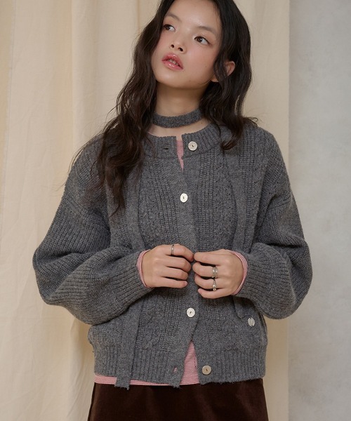 MUHET（ミュエータ） カーディガン jacquard crew neck cardigan