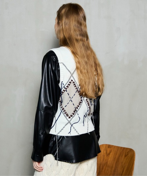 MAISON SPECIAL（メゾンスペシャル） ベスト ジレ Stitch Argyle Knit