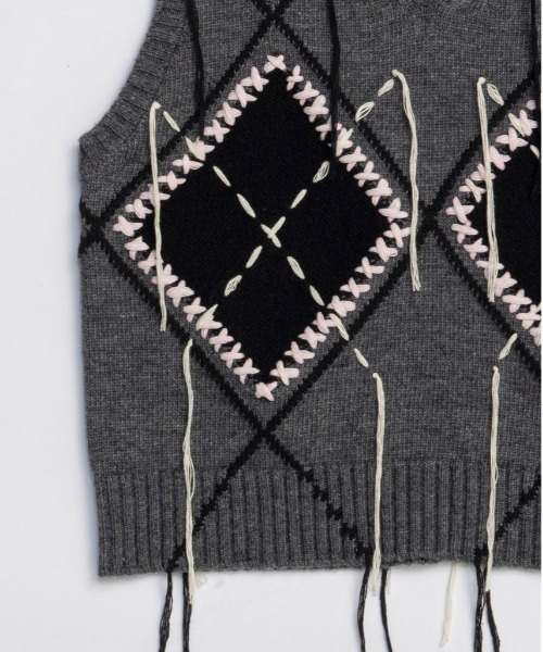 MAISON SPECIAL（メゾンスペシャル） ベスト ジレ Stitch Argyle Knit