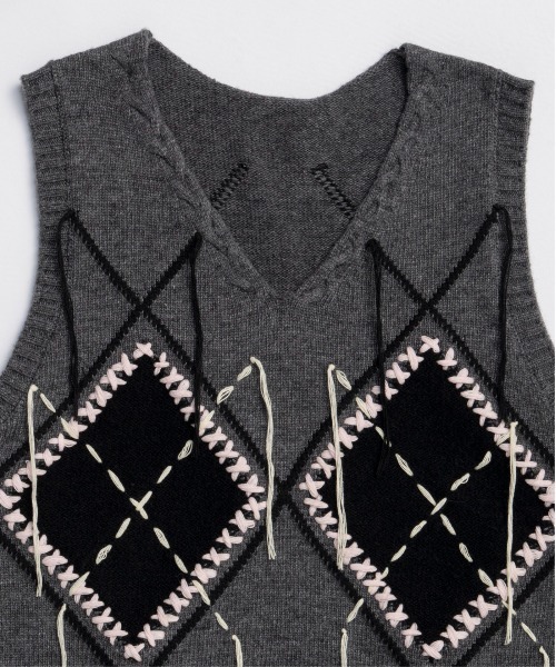 MAISON SPECIAL（メゾンスペシャル） ベスト ジレ Stitch Argyle Knit