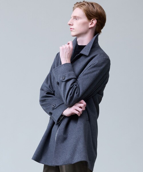 J.PRESS ブラックウールコート ウールナイロンリバーチェック フード付き コート | Jプレス(J.PRESS