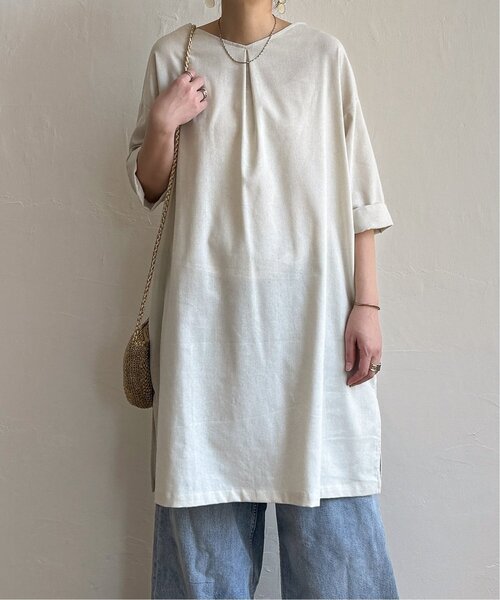 「LBC」 半袖ワンピース L ベージュ レディース_画像3