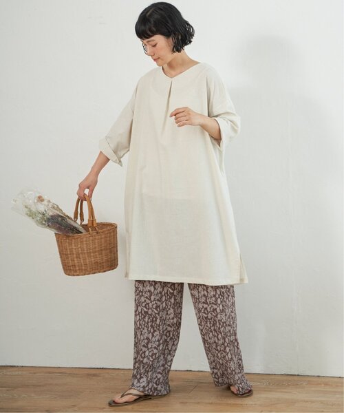 「LBC」 半袖ワンピース L ベージュ レディース_画像5