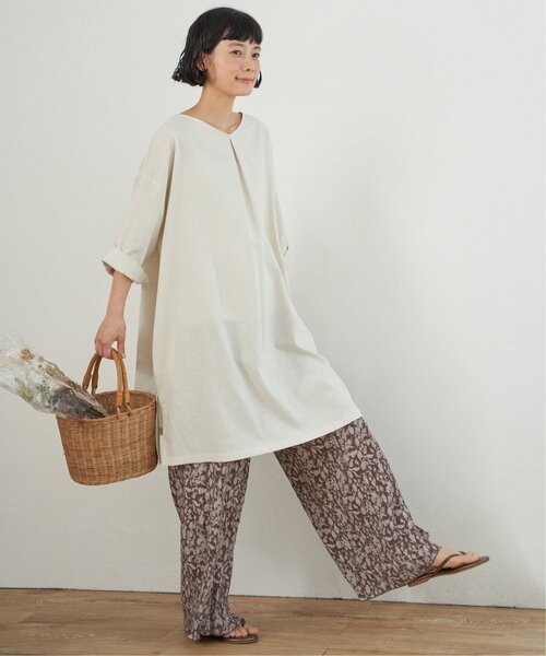 「LBC」 半袖ワンピース L ベージュ レディース_画像6