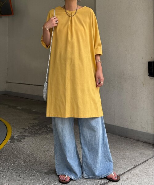 「LBC」 半袖ワンピース L ベージュ レディース_画像7