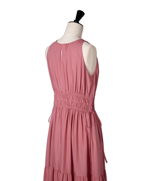 美品【 】バイカラー ワンピース ノースリーブ ピンク ダブルピンク無地変形ネックミディアム/山崎みどり - カラードレス