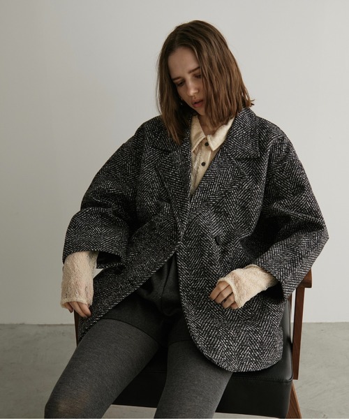 LOSCa ジャケット テーラードジャケット オーバーサイズヘリンボーン