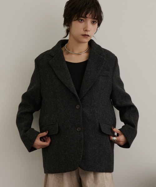 ダークブラウン　テーラードジャケット ウール混紡 Perfect Suit FActory（パーフェクト スーツ ファクトリー