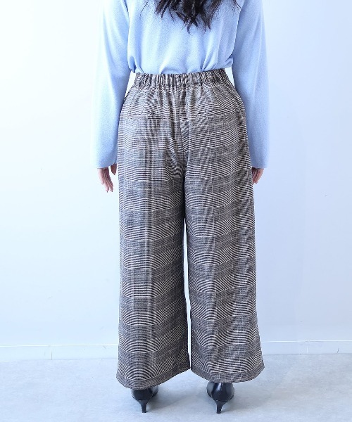 【NEW】フルールbyミントブリーズ（fleur by mint breeze）/【大きいサイズ】【セットアップ】柔らかニットツイルワイドパンツ fleur by mint breeze（フルールバイミントブリーズ） パンツ