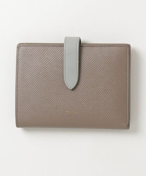 【美品】CELINE セリーヌ　グレー 二つ折り財布 CELINE（セリーヌ） 財布 二つ折り財布 ミディアム ストラップ