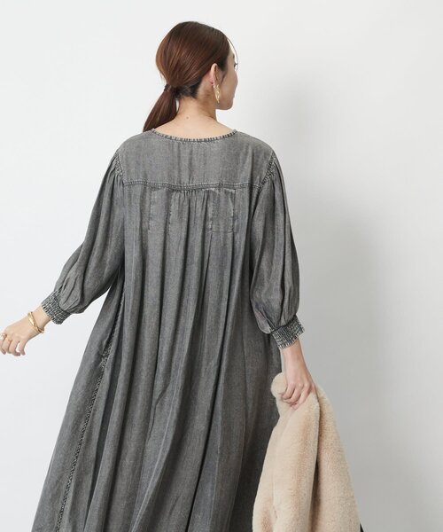 「un dix cors」 長袖ワンピース FREE インディゴブルー レディース_画像4